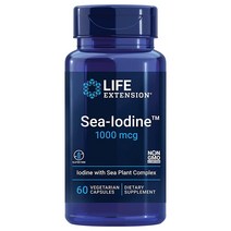 Life Extension 아이오딘 Sea Iodine 1000 mcg 채식주의자 캡슐 60정, 60 Count (Pack of 1), 60 Count개