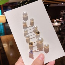 진주 합금 라운드 기질 브로치 세트 미소 꽃 배지 브로치 가방 옷 깃 핀 조정 허리 수정 의류 보석 선물