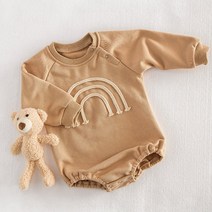 신생아옷 아기옷 신생아 긴 소매 레인보우 코튼 바디 슈트 점퍼 스웻셔츠 상의 봄 옷 0-24M 아기 롬퍼 가을 소년 소녀