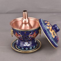 구리냄비 법랑 스텐 동 단일 소형 냄비 순수 구리 알코올 오일 에나멜 식사 공유 상업, 13.Blue Dragon 보라색 구리 조