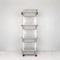 큐브 이동식 수납 정리함, 4단(일반형), 브라운
