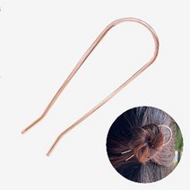 올림머리용 유자형 금속 스틸 머리핀 비녀 반올림 업무용머리핀 머리묶기 뒤꽂이, 1-U핀-골드