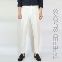[프랭키뉴욕] 남자 테이퍼드핏 슬랙스 스판 화이트팬츠 흰바지코디 9부 크롭_HE0PA668