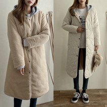 겨울 20-30-40대 여성 양털 뽀글이 퀼팅 누빔 양면 리버시블 야상 사파리 롱 패딩 점퍼