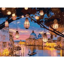 하루클래스 LED 캔버스형 보석십자수, H13. 따스한 유럽선셋