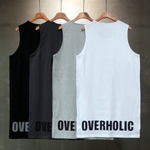 오버홀릭 남자 OVERHOLIC 레이어드 롱 나시티 남성 무지 민소매 면 여름