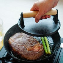 캠핑용품 그릴프레스 고기다리미 (사각 원형) 무쇠, 원형