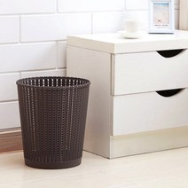 라탄원형휴지통 중, 상세페이지 참조, 라이트그레이