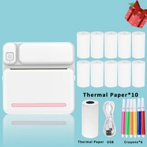 스티커사진기계무선 휴대용 미니 감열식 프린터 BT 연결 안드로이드 iOS 라벨, 10 pink-Paper 10pcs