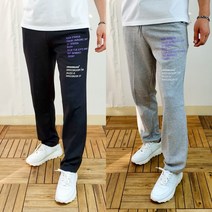 코코로맨틱 영문 레터링 프린팅 일자핏 남자 트레이닝 바지 4컬러