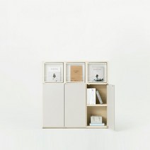 한샘 샘 책장 3단 120cm 매거진수납형 시공 컬러 택1, 크림화이트_책장,패턴베이지_도어(B)