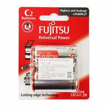 후지쯔 알카라인 C형 건전지 카드형2입 일본생산, 단품