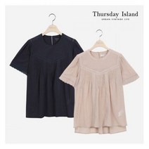 써스데이아일랜드 여성 레이스 핀턱 블라우스T214MBL247W 395803