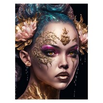 보석 십자수 황금 여자 다이아몬드 페인팅 드릴 모자이크 퍼즐 크리스탈 키트 자수 아프리카 소녀 초상화, 5+Round 24x30cm