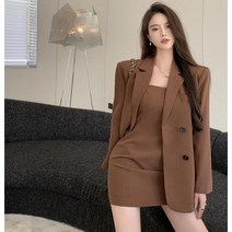 Momolatti 여성용 나시 원피스 루즈핏 재킷 투피스 세트
