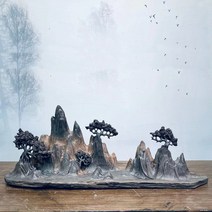 주문제작 조각상 조형물 고급 동양풍 풍경 조경 조각품 원목 일본풍 중국풍 인테리어 선물 나무 조각 공예, A