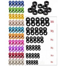 고압 세차건 10개 알루미늄 와셔 M2 M2.5 M3 M4 M5 M6 양극 처리 된 카운터 싱크 헤드 볼트 가스켓, Royal Blue, Royal Blue