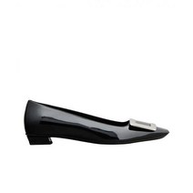 [New Best] (W) 로저 비비에 벨 메탈 버클 발레리나 페이턴트 레더 블랙 Roger Vivier Belle Metal Buckle Ballerinas Patent Leat
