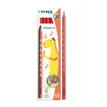 유신통상 LYRA GROOVE 연필 교정연필 형광색 리라그루브 연필세트 HB 12개입 48개입, 오렌지