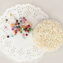 [수기네오피스]진주구술 구슬꿰기 팔찌만들기 목걸이만들기 만들기, 1통, 진주5원형-혼합