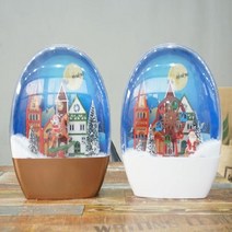 타원돔 눈내리는 산타마을 LED 오르골 (2type), 화이트