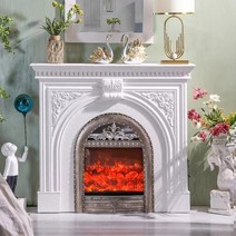 거실 인테리어 불멍 벽난로 감성 원목 장식장, D