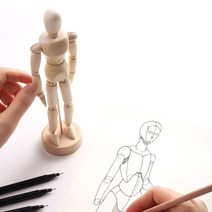 미술 인체 데생 크로키 구체 관절 원목 목각 인형 15cm