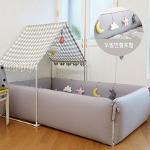 [쁘띠베이비] 토이 알로스케어 그레이 범퍼침대 M(스마트프레임+탑커버), 프레임:그레이 / 탑커버:다이아민트