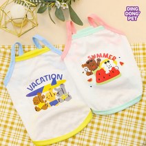 강아지옷 딩동펫 반려동물 썸머 배색 끈나시 티셔츠, 색상:썸머 배색 끈나시 블루 XL
