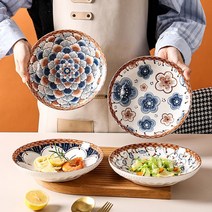 니치유 일본 그릇 식기 접시 21cm, A+B+C+D 세트
