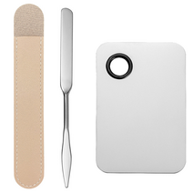 CMCOSMETIC 메이크업 스틸 스파츌라 파우치 팔레트 세트, 1세트