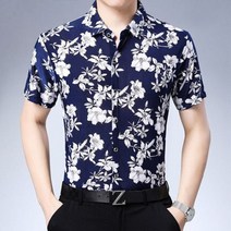 남자 어깨넓어보이는 머슬핏 반팔 카라 티셔츠 스트릿패션 남성 플라워 셔츠 비즈니스 캐주얼 얇은 여름 루즈핏 프린팅 상의 2023 꽃무늬