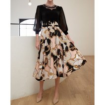 르니앤맥코이 [르니앤맥코이]베니스 체인 프린팅 골든 써클 벨트 원피스(MK06OP501)