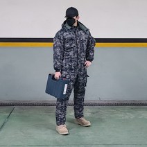 GS 폴라폴리스안감 밀리터리 방수 스즈끼 M-4XL 빅사이즈 작업복 정비복 상하일체형, 디지털블랙