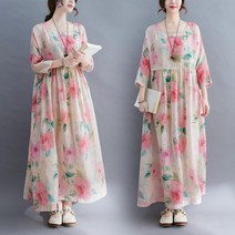 빅사이즈 원피스 꽃무늬 생활한복 스탈