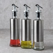 투명한 스텐 원터치 오일병 300ml x 3개 다용도 간장 소스병 참기름 들기름 용기