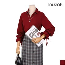 무자크 오프넥 절개라인 소매 리본 블라우스 MI8WBL40