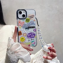 아이폰 LEKECASE 스타일 흩날리는 꽃들과 스마일 레터링 실리콘 케이스