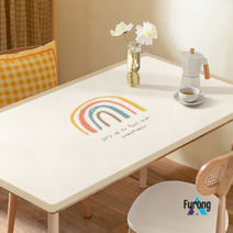 완전방수 가죽 식탁보 테이블보, 85*135cm, 봄 무지개