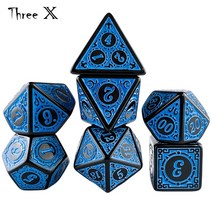 탈무티보드게임 유니버셜타로카드DND 7 개 다면체 아크릴 주사위 세트 불투명 D4-D20 멀티 사이드 보드 게, 05 파란