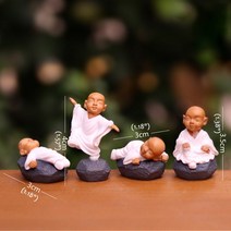 벽선반 48 pcs Buddha Monk Statue Miniature Figurines Showpiece for Wall Shelf Table Desktop Car Dash, 한개옵션1, 04 4pcs