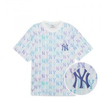 MLB 워터 모노그램 전판패턴 반팔 티셔츠 NY (White)