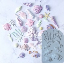 모양틀 입체 두꺼운 월병 diy 에폭시 수지 해초 물고기 실리콘 몰드 오션 시리즈 케이크 베이킹 초콜릿 몰드 푸딩 물고기 실리콘 몰드 몰드 가정용 베이킹, J080