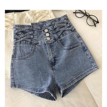 Crzen 여자 데님 반바지 여름 얇은 하이웨이스트 와이드 반바지 23N402