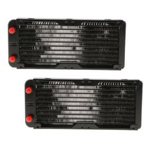 GHSHOP 2 팩 합금 컴퓨터 라디에이터 240mm 10 파이프 물 냉각 CPU 히트 싱크, 설명, 블랙, 알루미늄