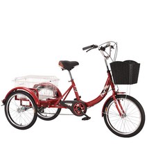 노인전동차 삼륜 전동차 자전거 Taxin 세발 승마 페달 스쿠터 가변 속도 더블 3, 603형 20인치 레드 싱글 체인 레드