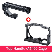 유유리그 UURIg R008 DSLR 카메라 탑 핸들 퀵릴리즈 콜드슈 마운트 Sony A6400 메탈 스틸 비디오 케이지 마운트, 핸들 w 6400 케이지, 1개