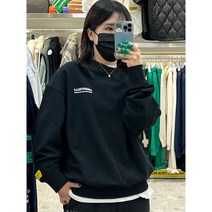 [빈트릴] 남녀공용 테이핑 시그니처 해시태그 쭈리 기모 맨투맨 - 블랙