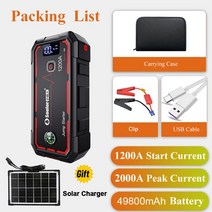 점프 스타터 차량용 점프 스타터 시동 장치 보조배터리 충전기 비상 부스터 배터리 79800mAh 2000A 6.0, 04 49800mAh1