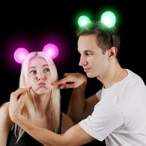 야광맨 LED 미키마우스 머리띠 (1pcs) 4색 랜덤발송, [색상랜덤]LED 미키마우스머리띠+AG13배터리 3개